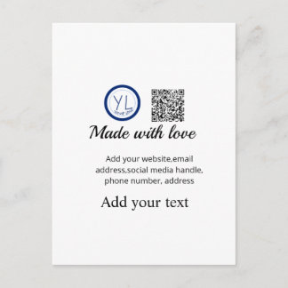 Simple minimal q r code add logo scan code name te postkarte