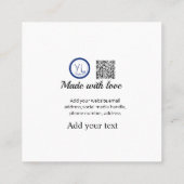 Simple minimal q r code add logo scan code name te quadratische visitenkarte (Rückseite)