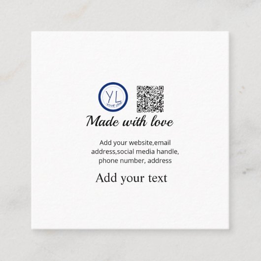 Simple minimal q r code add logo scan code name te quadratische visitenkarte (Vorderseite)