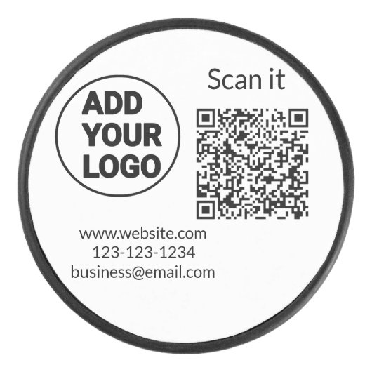 Simple minimal q r code add logo scan code name we eishockey puck (Vorderseite)