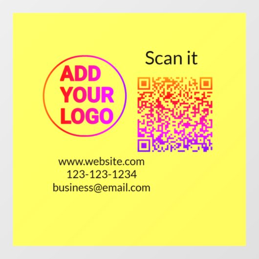 Simple minimal q r code add logo scan code name we fensteraufkleber (Blatt)