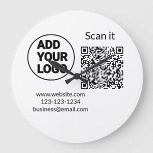 Simple minimal q r code add logo scan code name we große wanduhr