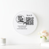 Simple minimal q r code add logo scan code name we große wanduhr (Zuhause)
