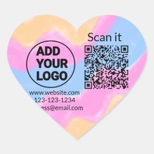 Simple minimal q r code add logo scan code name we Herz-Aufkleber