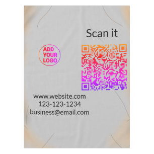 Simple minimal q r code add logo scan code name we tischdecke