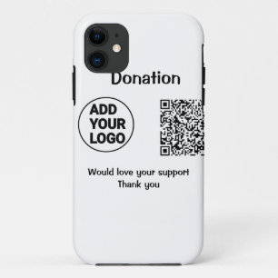Simple minimal q r code add logo social-media text Case-Mate iPhone hülle