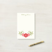 Simple Minimal Red & Pink Classy Elegant Floral Post-it Klebezettel (Auf Schreibtisch)