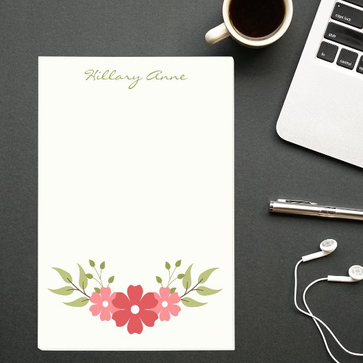 Simple Minimal Red & Pink Classy Elegant Floral Post-it Klebezettel