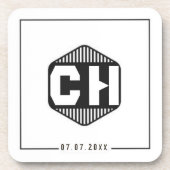 Simple Minimal retro monogram initials Wedding Getränkeuntersetzer (Vorderseite)