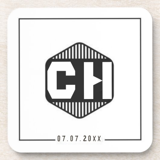 Simple Minimal retro monogram initials Wedding Getränkeuntersetzer (Vorderseite)