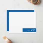 Simple Minimal Royal Blue Modern Color Block Mitteilungskarte (Vorderseite/Rückseite Beispiel)