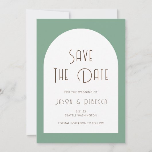 Simple Minimal Sage Green Save The Date Wedding Einladung (Vorderseite)