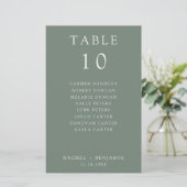 Simple Minimal Sage Green Wedding Seating Chart (Stehend Vorderseite)