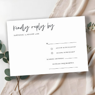 Simple Minimal Script Calligraphy Wedding RSVP Begleitkarte