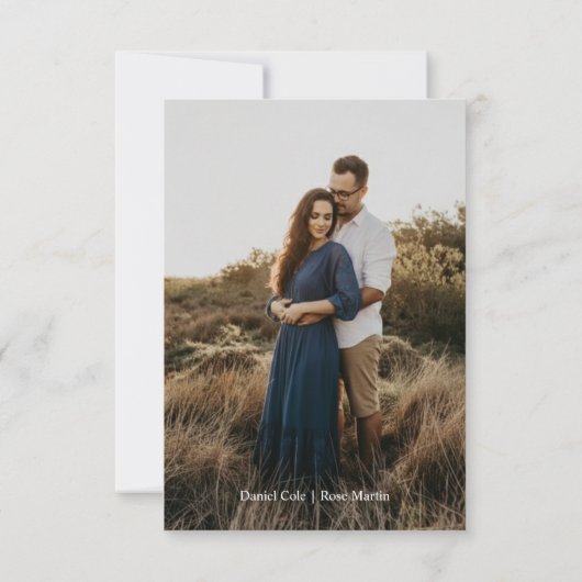 Simple Minimal Script Wedding Dankeskarte (Rückseite)