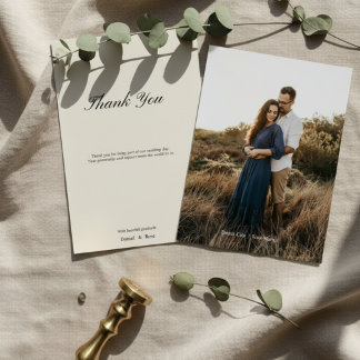 Simple Minimal Script Wedding Dankeskarte