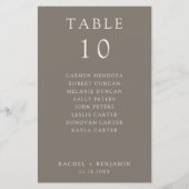Simple Minimal Taupe Wedding Seating Chart (Rückseite)