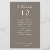 Simple Minimal Taupe Wedding Seating Chart (Vorderseite)