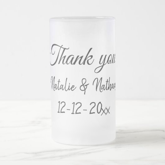 Simple minimal thank you couple name text date cus mattglas bierglas (Mittel)