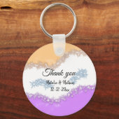 Simple minimal thank you couple name text date cus schlüsselanhänger (Vorderseite)