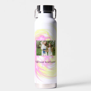 Simple minimal yellow pink sparkle add photo glitt trinkflasche