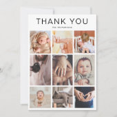 Simple Minimalist 10 Photo Collage New Baby Dankeskarte (Vorderseite)
