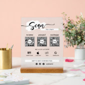 Simple Minimalist 3 Qr Code Scan To Pay Frosted Acrylschild (Hochzeit)
