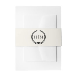 Simple Minimalist Antique Ivory Monogram Einladungsbanderole