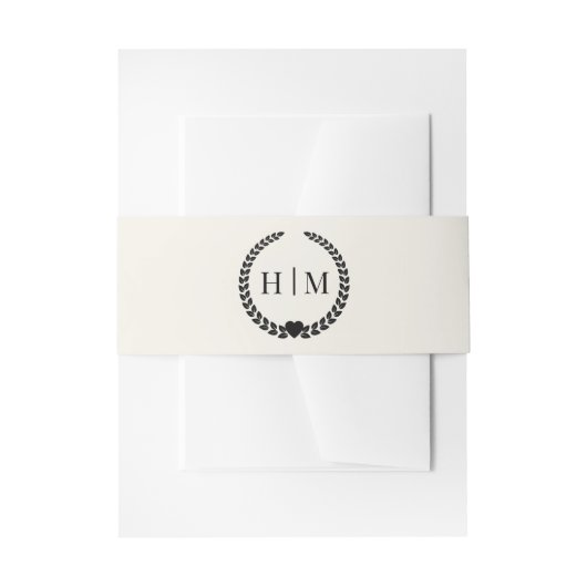 Simple Minimalist Antique Ivory Monogram  Einladungsbanderole (Vorderseite Beispiel)