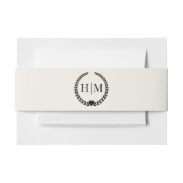 Simple Minimalist Antique Ivory Monogram Einladungsbanderole