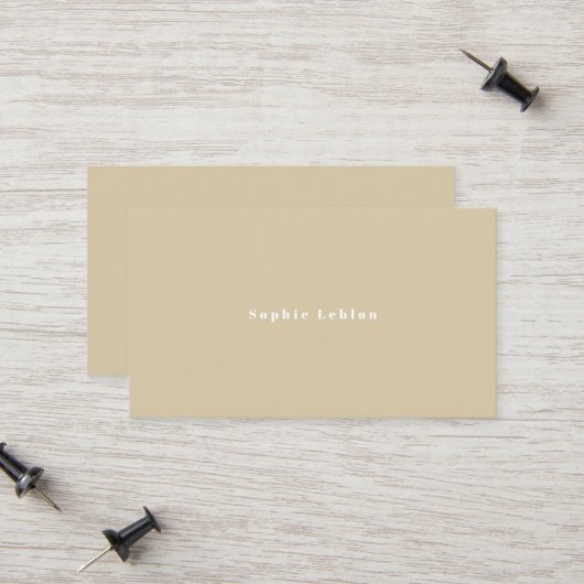Simple Minimalist Beige  Telefonnummerkarte (Vorderseite/Rückseite Beispiel)