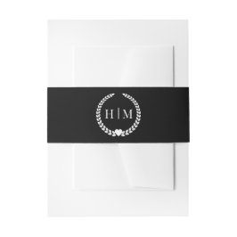 Simple Minimalist Black and White Monogram  Einladungsbanderole