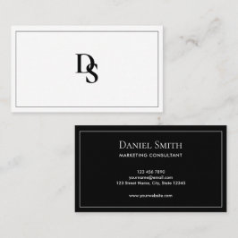Simple Minimalist Black and White Monogram Visitenkarte
