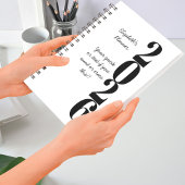 Simple Minimalist Black and White Name and Year  Planer
