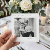 Simple Minimalist Black and White Wedding Photo Dankeskarte