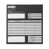 Simple Minimalist Black Invoice Form Business Logo Notizblock (Vorderseite)