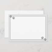 Simple Minimalist Blank With Border Dog Paw Prints Mitteilungskarte (Vorne/Hinten)
