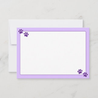 Simple Minimalist Blank With Border Dog Paw Prints Mitteilungskarte
