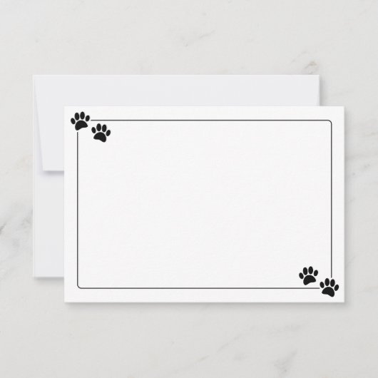 Simple Minimalist Blank With Border Dog Paw Prints Mitteilungskarte (Vorderseite)