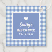 Simple Minimalist Blue Gingham Boy Baby Shower Geschenkanhänger (Rückseite)