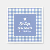 Simple Minimalist Blue Gingham Boy Baby Shower Serviette (Vorderseite)