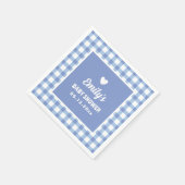 Simple Minimalist Blue Gingham Boy Baby Shower Serviette (Ecke)