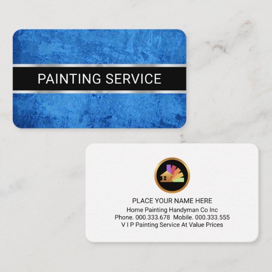 Simple Minimalist Blue Paint Grunge Visitenkarte (Vorne/Hinten)