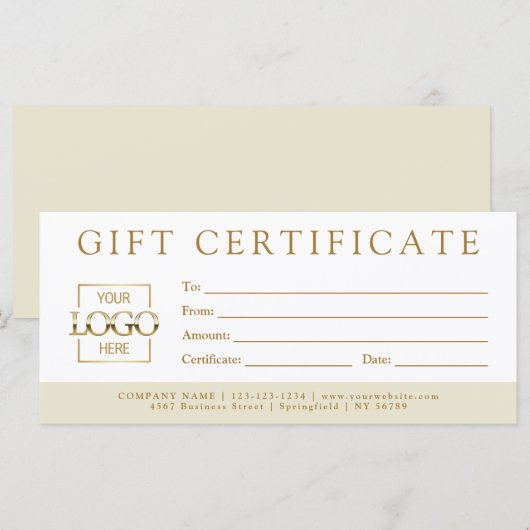 Simple Minimalist Custom Business Gift Certificate (Vorne/Hinten)