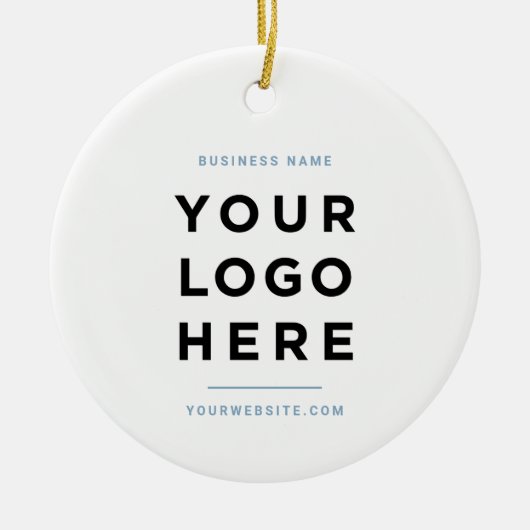Simple Minimalist | Custom Business Logo Blue Keramik Ornament (Vorne)