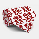 Simple Minimalist Double Happiness Chinese Wedding Krawatte (Gerollt)