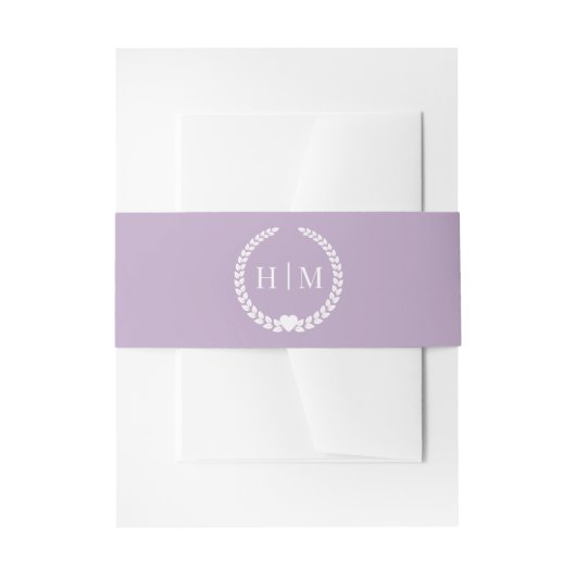 Simple Minimalist Dusty Lavender Purple Monogram Einladungsbanderole (Vorderseite Beispiel)