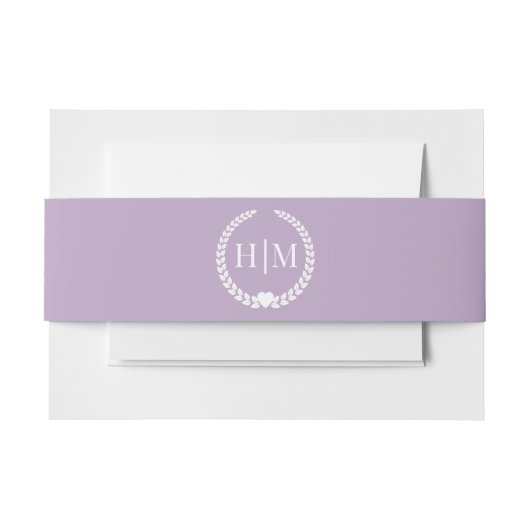 Simple Minimalist Dusty Lavender Purple Monogram Einladungsbanderole (Vorderseite Beispiel)
