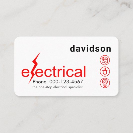 Simple Minimalist Electrical Lightning Bolt Visitenkarte (Vorderseite)