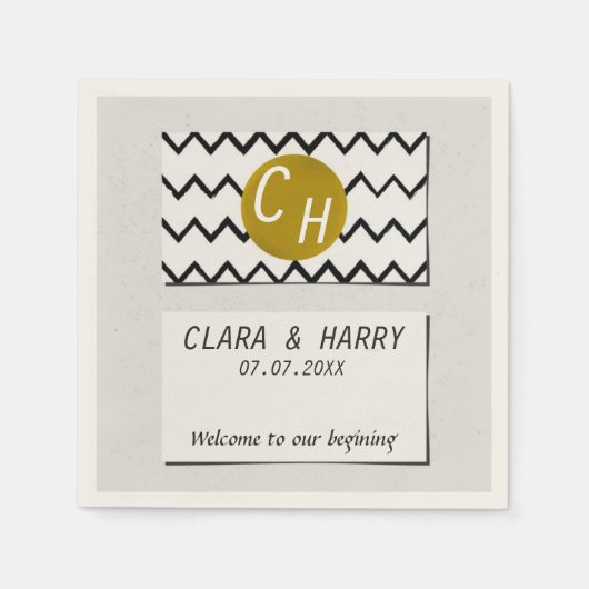  Simple minimalist elegant modern text initials  Serviette (Vorderseite)